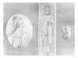 Eleanor of Aquitaine (circa 1122-1204): Portrait in Profile, Recumbant, and on Her Throne Giclee Print