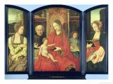 The Holy Family with St. Catherine and St. Barbara, Triptych Giclee Print by Master of the Holy Blood