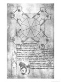 Facsimile Copy of a Plan of the Tower of Laon Cathedral,Head of a Bearded Man and a Gothic Window Impressão giclée por Villard de Honnecourt Facsimile Copy of a Plan of the Tower of Laon Cathedral,Head of a Bearded Man and a Gothic Window Impressão giclée por Villard de Honnecourt