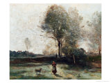 Landscape Or, Morning in the Field Reproduction procédé giclée par Jean-Baptiste-Camille Corot
