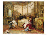 Victorien Sardou (1831-1908) and His Family in Their Drawing Room at Marly-Le-Roi, circa 1875 reproduction procédé giclée par Auguste de La Brely