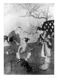 The Cockfight reproduction procédé giclée par Suzuki Harunobu