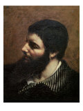 Self Portrait with Striped Collar reproduction procédé giclée par Gustave Courbet