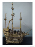 The Charles V Automatic Clock in the Form of a Nef, circa 1580 (Brass & Enamel) Giclee Print by Hans Schlottheim