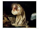 St. Bruno (1030-1101) Praying in the Desert, 1763  Lámina giclée por Jean Bernard Restout