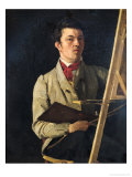 Self Portrait, Sitting Next to an Easel, 1825 reproduction procédé giclée par Jean-Baptiste-Camille Corot