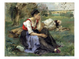 Resting Peasants, 1877 reproduction procédé giclée par Jules Bastien-Lepage