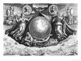 Discovery of America with Portraits of Amerigo Vespucci (1454-1512) and Christopher Columbus Giclee Print by Jan van der Straet
