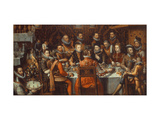 King Philip II (1527-98) banqueting with his Courtiers, 1596  Lámina giclée por Alonso Sanchez Coello