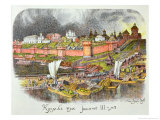 The Moscow Kremlin in the Time of Tsar Ivan III (1440-1505) (Crayon) Giclée-Druck von Apollinari Mikhailovich Vasnetsov