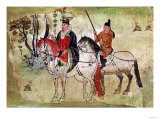 Two Horsemen in a Landscape Or, the Boddhisatva and His Equerry, Tang Period (Painted Stone) Giclee Print