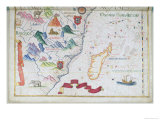 Madagascar and East African Coastline, Detail from a World Atlas, 1565 Giclee Print by Diego Homem