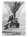 Three Men in a Gondola, Illustration from "Five Weeks in a Balloon" by Jules Verne (1828-1905) Giclee Print by Édouard Riou