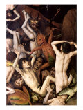 Hell, Detail of a Demon Hitting the Damned, circa 1450 Giclee-trykk av Dieric Bouts Hell, Detail of a Demon Hitting the Damned, circa 1450 Giclee-trykk av Dieric Bouts