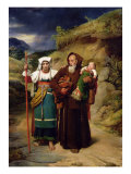 A Monk Helping a Pilgrim Giclee Print by Jean Victor Schnetz