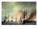 Russian-Turkish Sea Battle of Sinop on 18th November 1853, 1853  Lámina giclée por Ivan Konstantinovich Aivazovsky