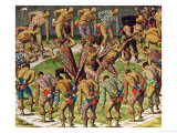 A Barbarian Celebration, from "Navigatio in Brasiliam Americae" Giclee Print by Theodor de Bry