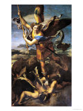 St. Michael Overwhelming the Demon, 1518 Giclée-tryk af Raphael