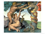 Plafond de la chapelle Sixtine (1508-12) : La chute de l'homme, 1510 (fresque) (après restauration) reproduction procédé giclée par Michelangelo Buonarroti 