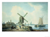 A Shore Scene with Windmills and Shipping reproduction procédé giclée par William Anderson