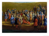 View of the Bassin D'Apollon in Versailles, Detail of Louis XIV (1638-1715) and His Court Giclee Print by Pierre-Denis Martin