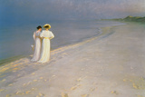 Summer Evening on the Skagen Southern Beach with Anna Ancher and Marie Kroyer, 1893 Giclee Print by Peder Severin Kröyer