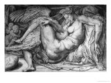 Leda, Engraved by Jacobus Bos, Boss or Bossius (Born circa 1520) reproduction procédé giclée par Michelangelo Buonarroti 