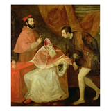 Pope Paul III (1468-1549) and His Nephews, 1545 (Oil on Canvas) Reproduction procédé giclée par  Titian