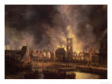 The Great Fire in the Old Town Hall, Amsterdam 1652 Giclee Print by Jan Beerstraten