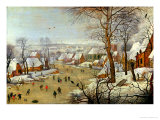 Winter Landscape with Skaters and a Bird Trap Giclee Print by Pieter Brueghel the Younger