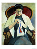 Woman Sewing reproduction procédé giclée par Auguste Macke