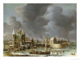 A View of the Regulierspoort, Amsterdam, in Winter Giclee Print by Abraham Beerstraten