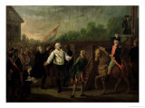 Louis XVI (1754-93) at the Foot of the Scaffold, 21st January 1793 Giclee-trykk av Charles Benazech