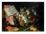 A Musical Gathering of Cats Reproduction procédé giclée par Ferdinand van Kessel