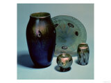 Tiffany Favrile Plate and Vases, New York, circa 1890 (Glass) reproduction procédé giclée