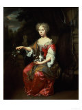 Portrait of a Lady Holding Her Pet King Charles Spaniel Impressão giclée por Jan Verkolje