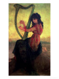 Muse jouant de la harpe reproduction procédé giclée par Ernest Antoine Hebert
