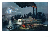 Wooding Up' on the Mississippi Giclee Print by Currier & Ives 
