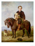 John Samuel Bradford as a Boy Seated on a Shetland Pony with a Pug Dog Giclee Print by Gourlay Steell