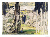 Stage Set Design for Act I of "Daphnis and Chloe" by Maurice Ravel reproduction procédé giclée par Leon Bakst