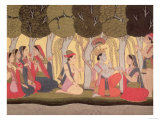 Radha and Krishna Seated in a Grove, Kulu, Himachal Pradesh, Pahari School, 1790-1800 Giclee Print