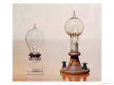 Early Light Bulbs: Left: First Commercial Light Bulb, Right: Electric Filament Lamp, 1879 Giclee Print Early Light Bulbs: Left: First Commercial Light Bulb, Right: Electric Filament Lamp, 1879 Giclee Print