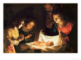 La Nativité reproduction procédé giclée par Gerrit van Honthorst