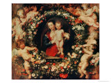 Virgin with a Garland of Flowers, c.1618-20  Lámina giclée por Peter Paul Rubens