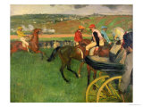 The Race Course, Amateur Jockeys Near a Carriage, circa 1876-87 Lámina giclée por Edgar Degas