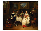 A Flemish Family at Dinner Reproduction procédé giclée par Gillis van Tilborgh