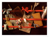 A Trompe L'Oeil of Objects Attached to a Letter Rack, 1664 Giclee Print by Samuel van Hoogstraten A Trompe L'Oeil of Objects Attached to a Letter Rack, 1664 Giclee Print by Samuel van Hoogstraten