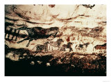 Rock Painting of a Leaping Cow and a Frieze of Small Horses, circa 17000 BC Giclée-Druck