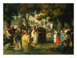 Belle of the Village is Asked for a Dance Giclee Print by Janos Janko