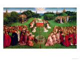 The Adoration of the Mystic Lamb, from the Ghent Altarpiece, Lower Half of Central Panel, 1432 reproduction procédé giclée par Hubert Eyck